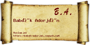 Babák Adorján névjegykártya